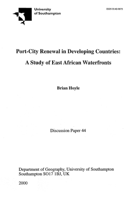 Port-City Renewal in Developing Countries: a Study of East African Waterfronts