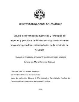 UNIVERSIDAD NACIONAL DEL COMAHUE Estudio De La