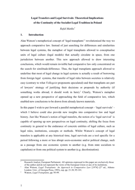 Theoretical Implications of the Continuity of the Socialist Legal Tradition in Poland