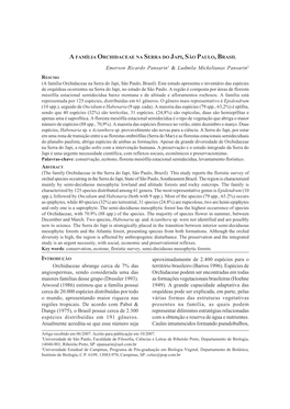 Emerson Ricardo Pansarin1 & Ludmila Mickeliunas Pansarin2 Orchidaceae Abrange Cerca De 7% Das Angiospermas, Sendo Considerad