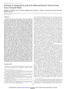 Promotion of Angiogenesis by Ps20 in the Differential Reactive Stroma Prostate Cancer Xenograft Model1