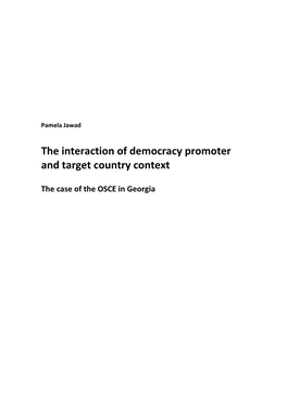 Interaction of Democracy Promoter and Country Context