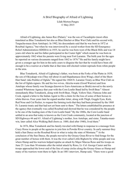 A Brief Biography of Afraid of Lightning Lilah Morton Pengra © May 2015