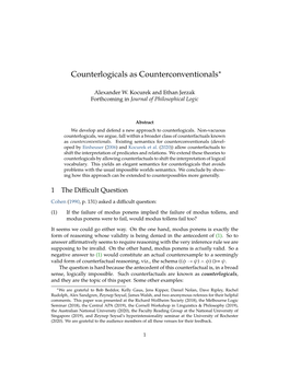 Counterlogicals As Counterconventionals∗