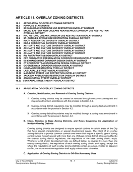 Article 18. Overlay Zoning Districts