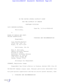 13-Cv-00624-ST Document 44 Filed 02/11/14 Page 1 of 5