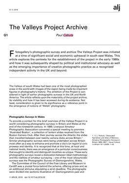 The Valleys Project Archive