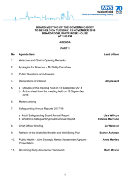 Public Governing Body Papers 13 November 2018