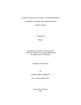 Plasma-Enhanced Atomic Layer Deposition of Boron Carbide For