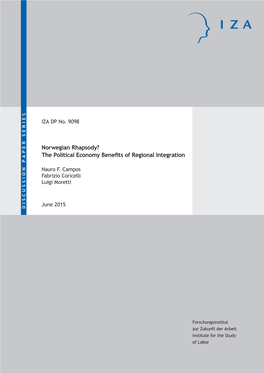 The Political Economy Benefits of Regional Integration Rhapsody?Norwegian IZA DP No