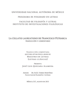 La Collatio Laureationis De Francesco Petrarca Traducción Y Comentario