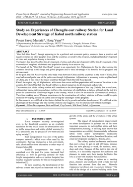 Study on Experiences of Chengdu East Railway Station for Land Development Strategy of Kabul North Railway Station