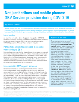 GBV Service Provision During COVID-19