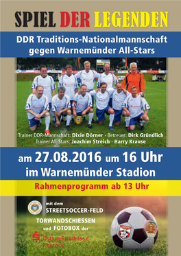 Spiel Der Legenden DDR Traditions-Nationalmannschaft Gegen Warnemünder All-Stars