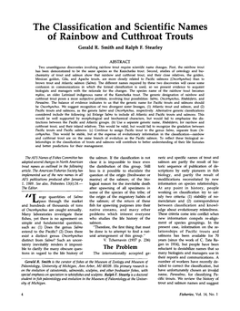 The Classification and Scientific Names of Rainbow and Cutthroat Trouts Gerald R