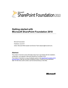 Getting Started with Microsoft Sharepoint Foundation 2010