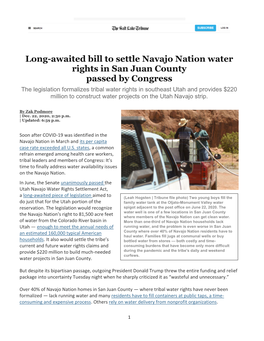 Utah Navajo Water Settlement