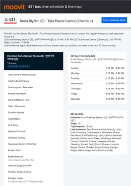 431 Bus Time Schedule & Line Route