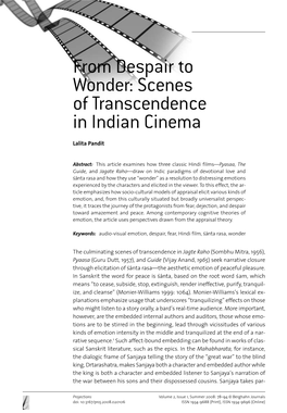 From Despair to Wonder: Scenes of Transcendence in Indian Cinema
