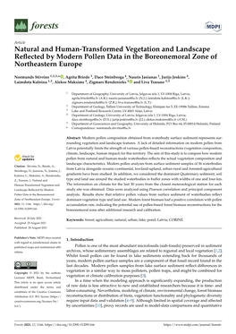 Natural and Human-Transformed Vegetation and Landscape Reﬂected by Modern Pollen Data in the Boreonemoral Zone of Northeastern Europe