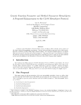 CLOS Generic Function and Method Parameters