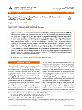 Psychological Resistance to Drug Therapy in Patients with Hypertension: a Qualitative Thematic Analysis