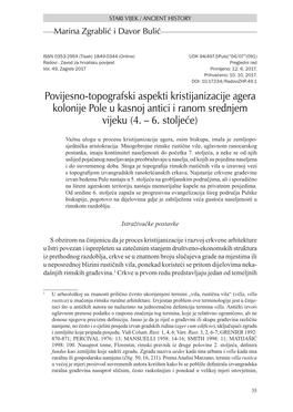 Povijesno-Topografski Aspekti Kristijanizacije Agera Kolonije Pole U Kasnoj Antici I Ranom Srednjem Vijeku (4