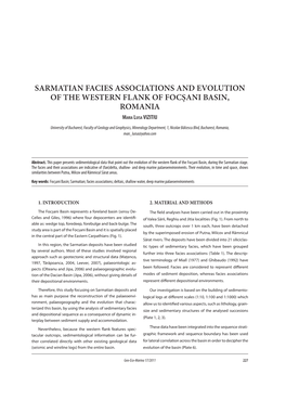 Sarmatian Facies Associations and Evolution of the Western Flank of Focșani Basin, Romania Maria Luisa VIZITIU