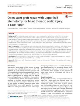 Open Stent Graft Repair with Upper-Half Sternotomy for Blunt Thoracic Aortic