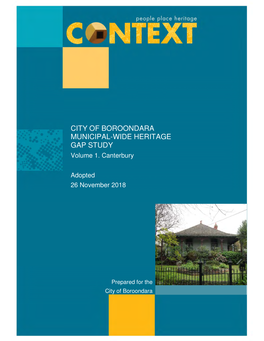Boroondara C266 Canterbury Heritage Gap Study Adopted.Docx