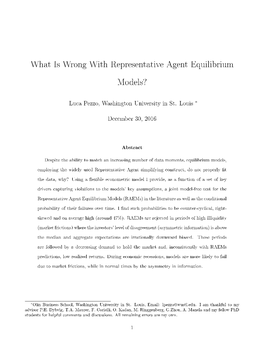 What Is Wrong with Representative Agent Equilibrium Models?