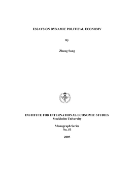 ESSAYS on DYNAMIC POLITICAL ECONOMY by Zheng Song