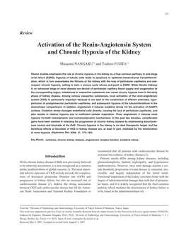 Activation of the Renin-Angiotensin System and Chronic Hypoxia of the Kidney