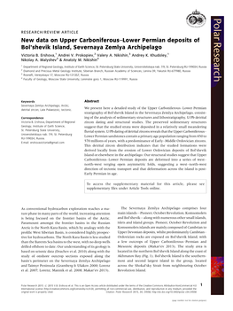 New Data on Upper Carboniferousбlower Permian