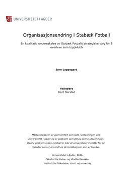 Organisasjonsendring I Stabæk Fotball