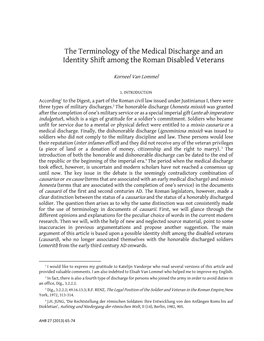 Terminology of the Medical Discharge and an Identity Shift Among the Roman Disabled Veterans