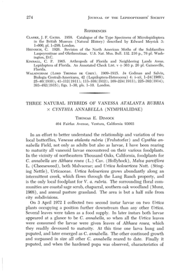 Three Natural Hybrids of Vanessa Atalanta Rubria X Cynthia Annabella (Nymphalidae)