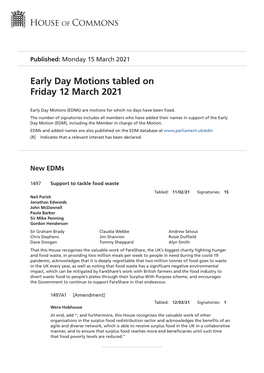 View Early Day Motions PDF File 0.12 MB