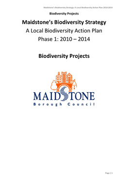 2010 – 2014 Biodiversity Projects