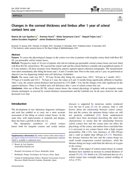 Changes in the Corneal Thickness and Limbus After 1 Year of Scleral Contact Lens Use