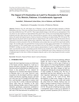 The Impact of Urbanization on Land Use Dynamics in Peshawar City District, Pakistan: a Geoinformatic Approach