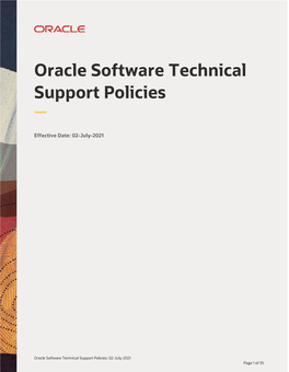 Oracle Software Technical Support Policies Guide
