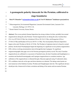 A Geomagnetic Polarity Timescale for the Permian, Calibrated To