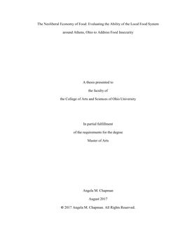 Evaluating the Ability of the Local Food System Around Athens, Ohio to Address Food Insecurity