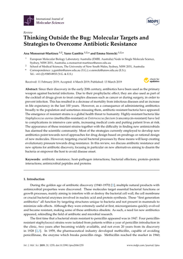 Molecular Targets and Strategies to Overcome Antibiotic Resistance