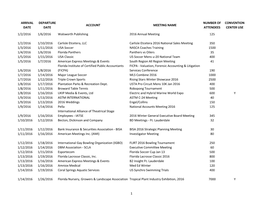 2016 Convention Calendar