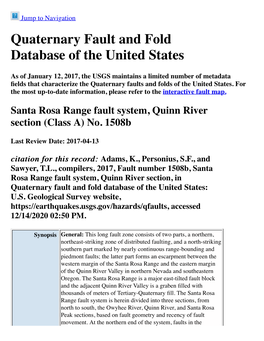 Quaternary Fault and Fold Database of the United States