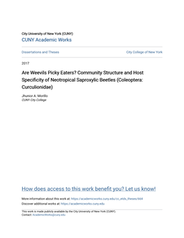 Community Structure and Host Specificity of Neotropical Saproxylic Beetles (Coleoptera: Curculionidae)