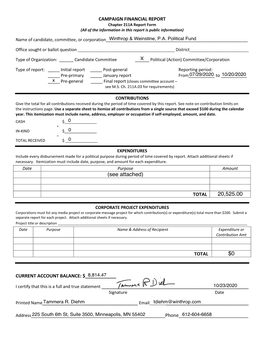 Campaign Financial Report Total Total