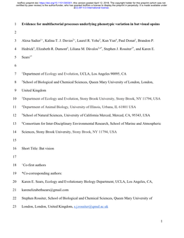 Evidence for Multifactorial Processes Underlying Phenotypic Variation in Bat Visual Opsins